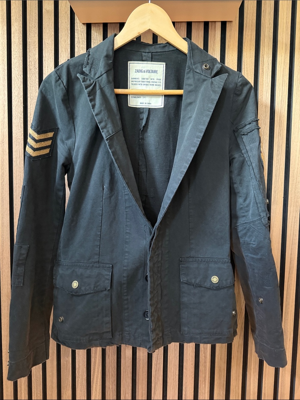 Zadig & Voltaire Black Military-Inspired Utility Jacket